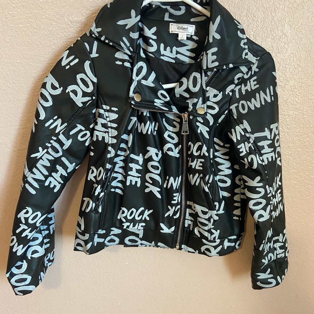 Disney Black and White Kids faux leather jacket